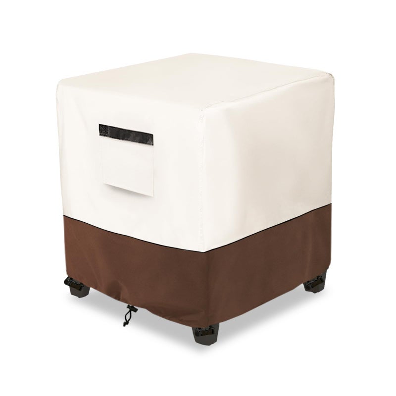 Osileyo Waterproof Patio Ottoman Cover,Square Patio Small Side Table Cover,Heavy Duty Outdoor Furniture Cover Size 32L x 32W x 18H inch(Beige&Brown)
